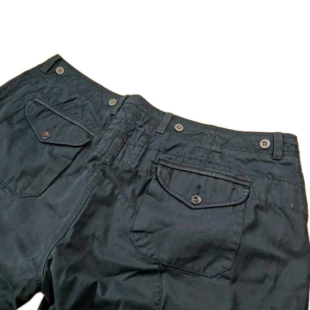 Vtg 90s Polo Ralph Lauren Baggy Wide Leg Cargo Shorts 42/44 Black Field Utility - Picture 5 of 14